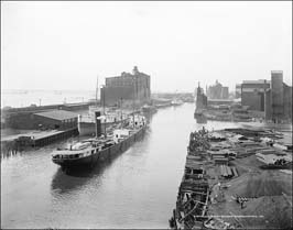 Creek and elevators near foot of Main Street1